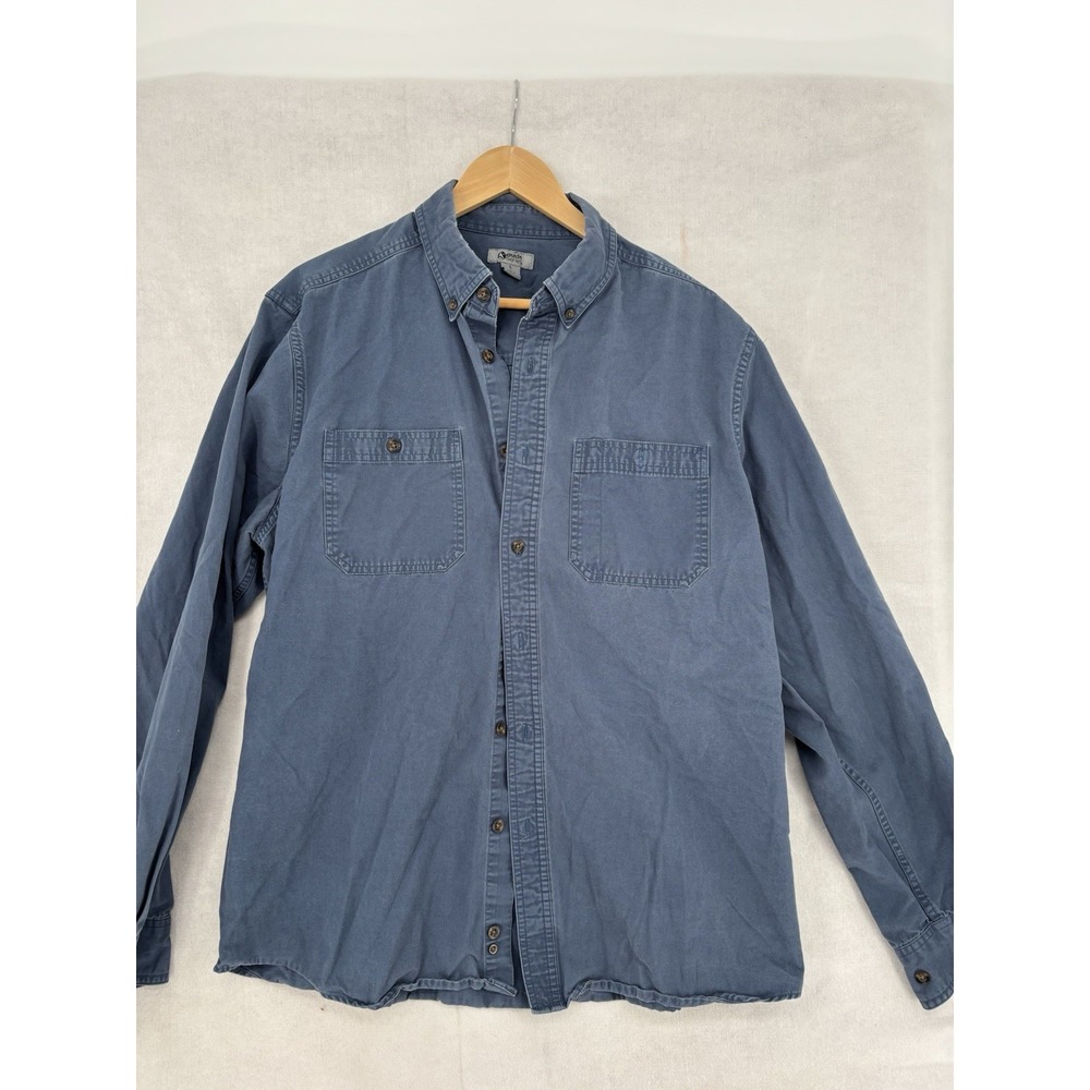 Gander Mountain Guide Series Long Sleeve Button Up Shirt Mens L Blue Outdoor